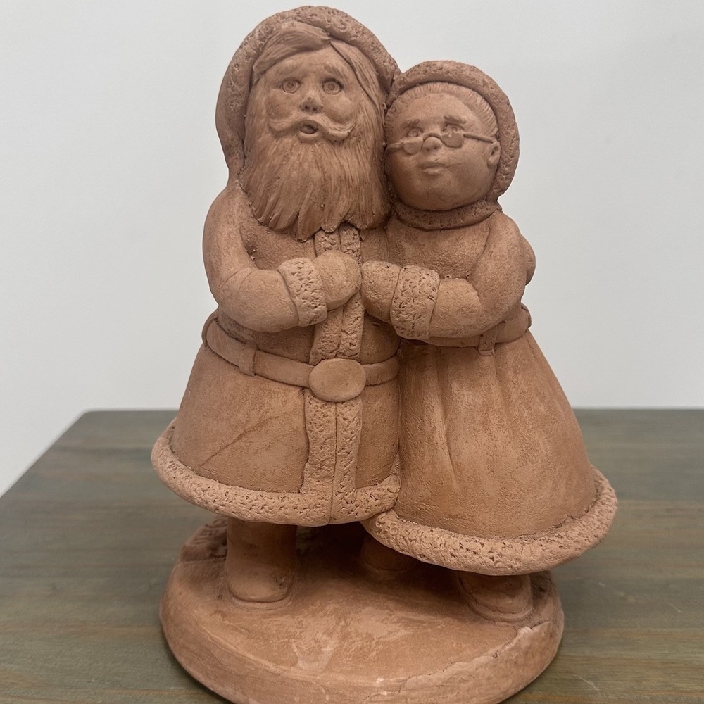 Old World Terracotta Santa & Mrs‎ Claus Florentine Art Studio Unpainted Figurine